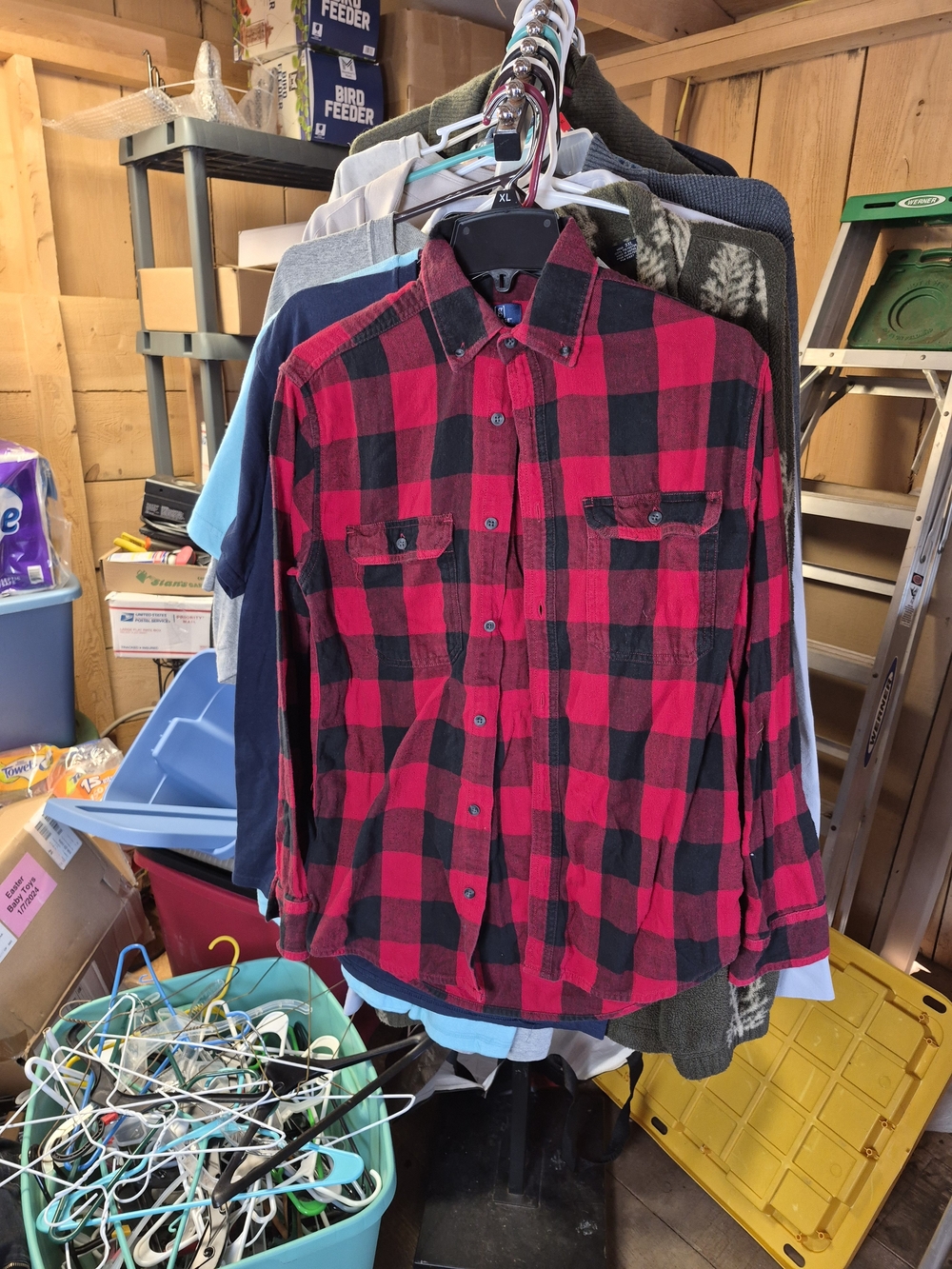 George Red and Black Plaid Button-Down Shirt Bin 65